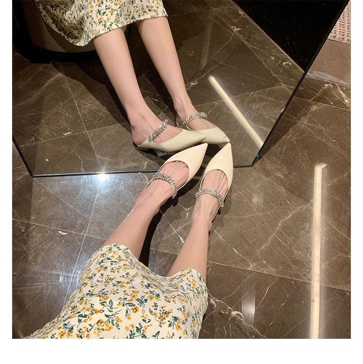 pointed toe flats with crystal strap - VERACI