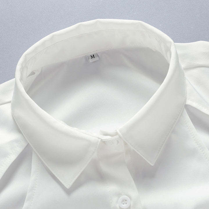 cutout long-sleeve shirt with waist belt – VOGUE