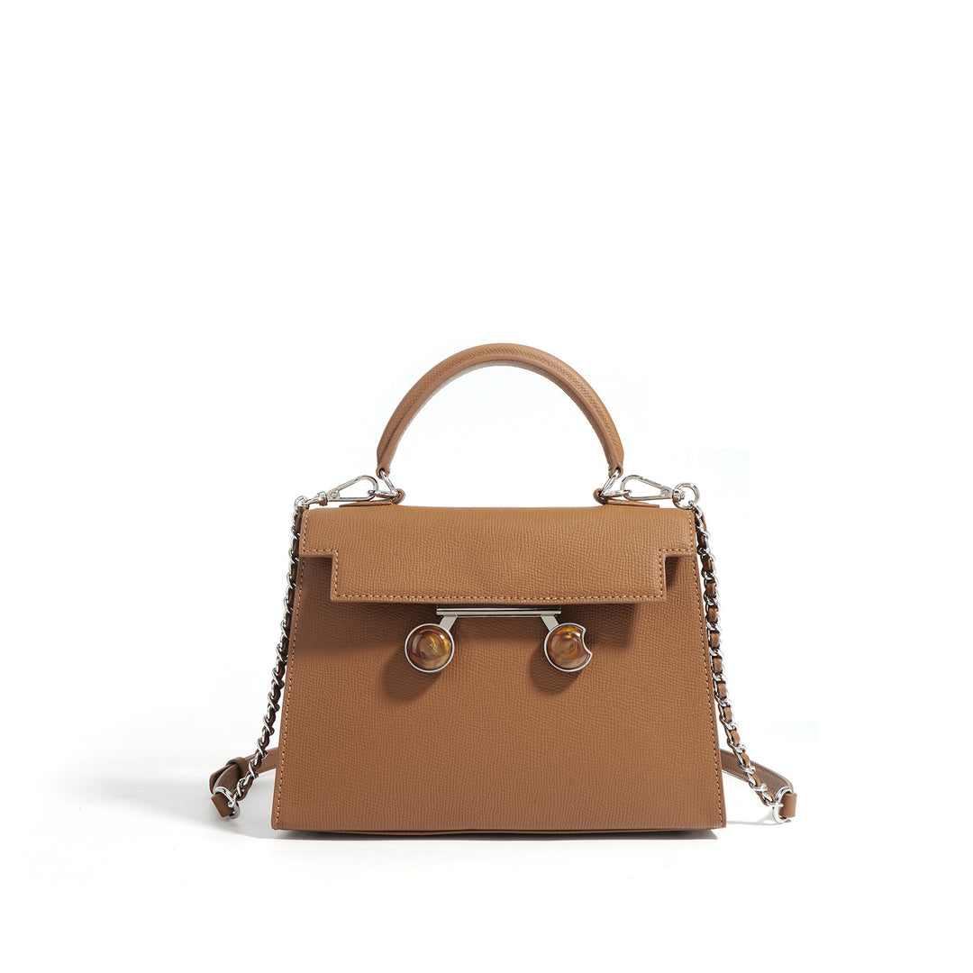 structured top-handle bag with tortoiseshell clasp - DALCIA
