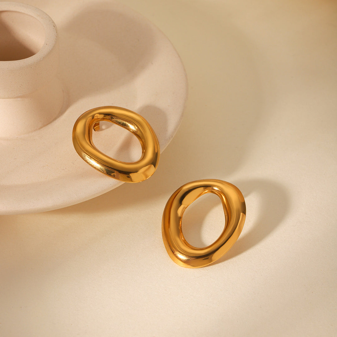 Open oval hoop earrings with high-polish finish - Lisadi