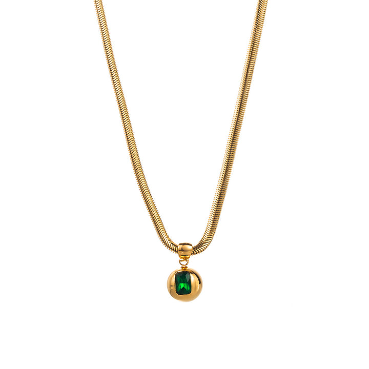 bold chain necklace with gemstone charm pendant - OVALIS