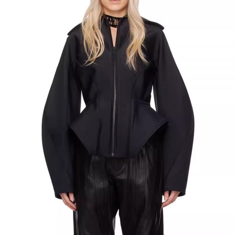 Plissiertes Oberteil mit ausgestellten Ärmeln und Maxirock-Set mit Taillengürtel – Rosiny 