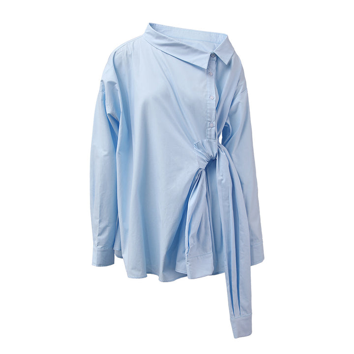 Asymmetric Wrap Shirt with Side Tie – LUMINA