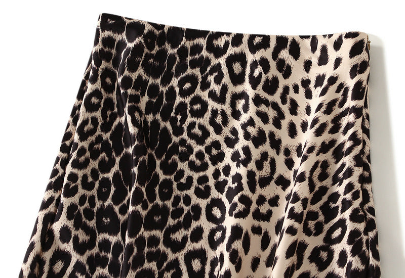satin midi skirt with leopard print – SAVANNA