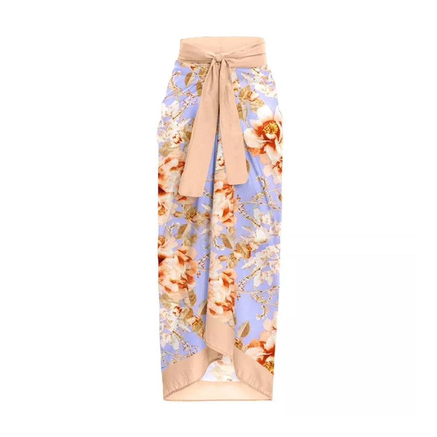 strapless floral one-piece swimsuit with wrap sarong – AZURA