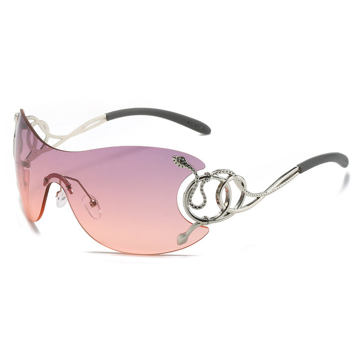 futuristic rimless sunglasses with snake metalwork - NOVAQ