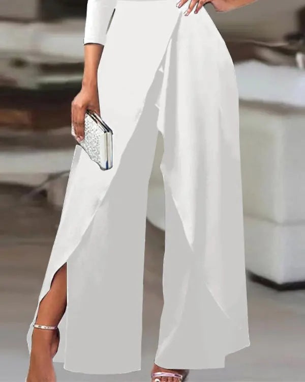 one-shoulder draped jumpsuit with front overlay - PONXSA