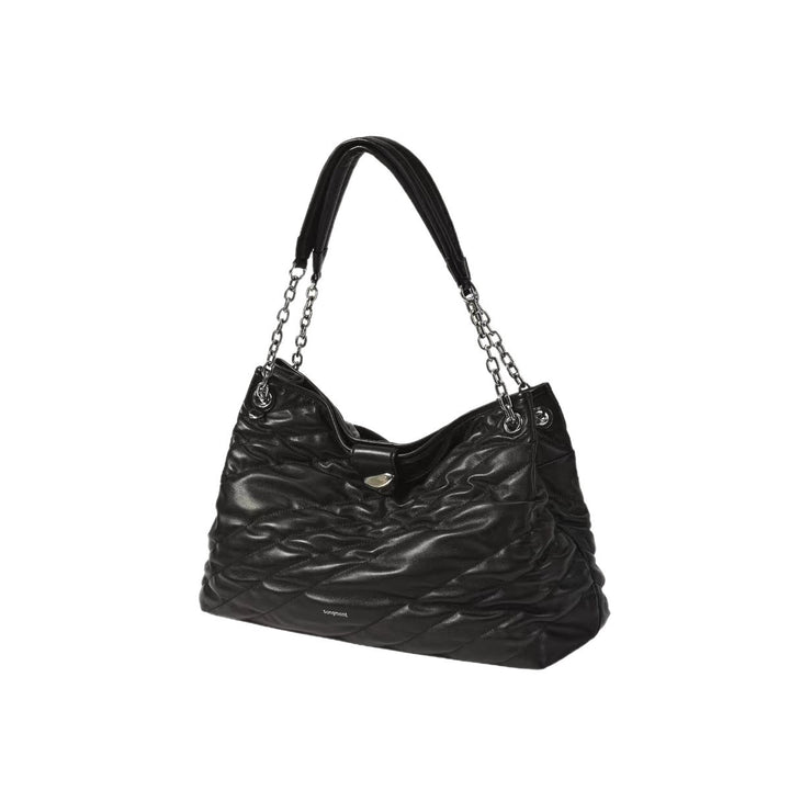 Black Ruched Chain Shoulder Bag – Songmont