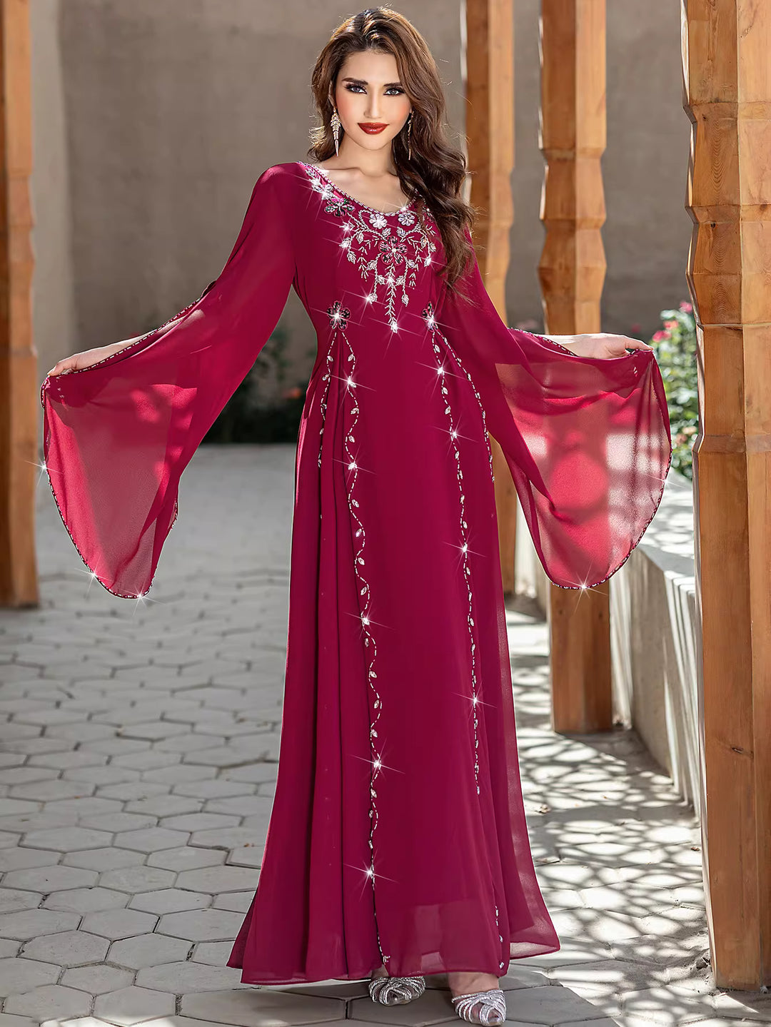 Long Sleeve Maxi Dress with Waist Detail – ELYRA