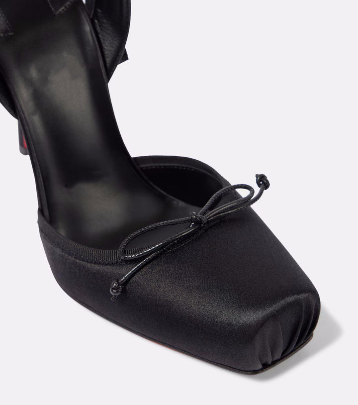 satin platform heels with ribbon ankle ties – BELLE