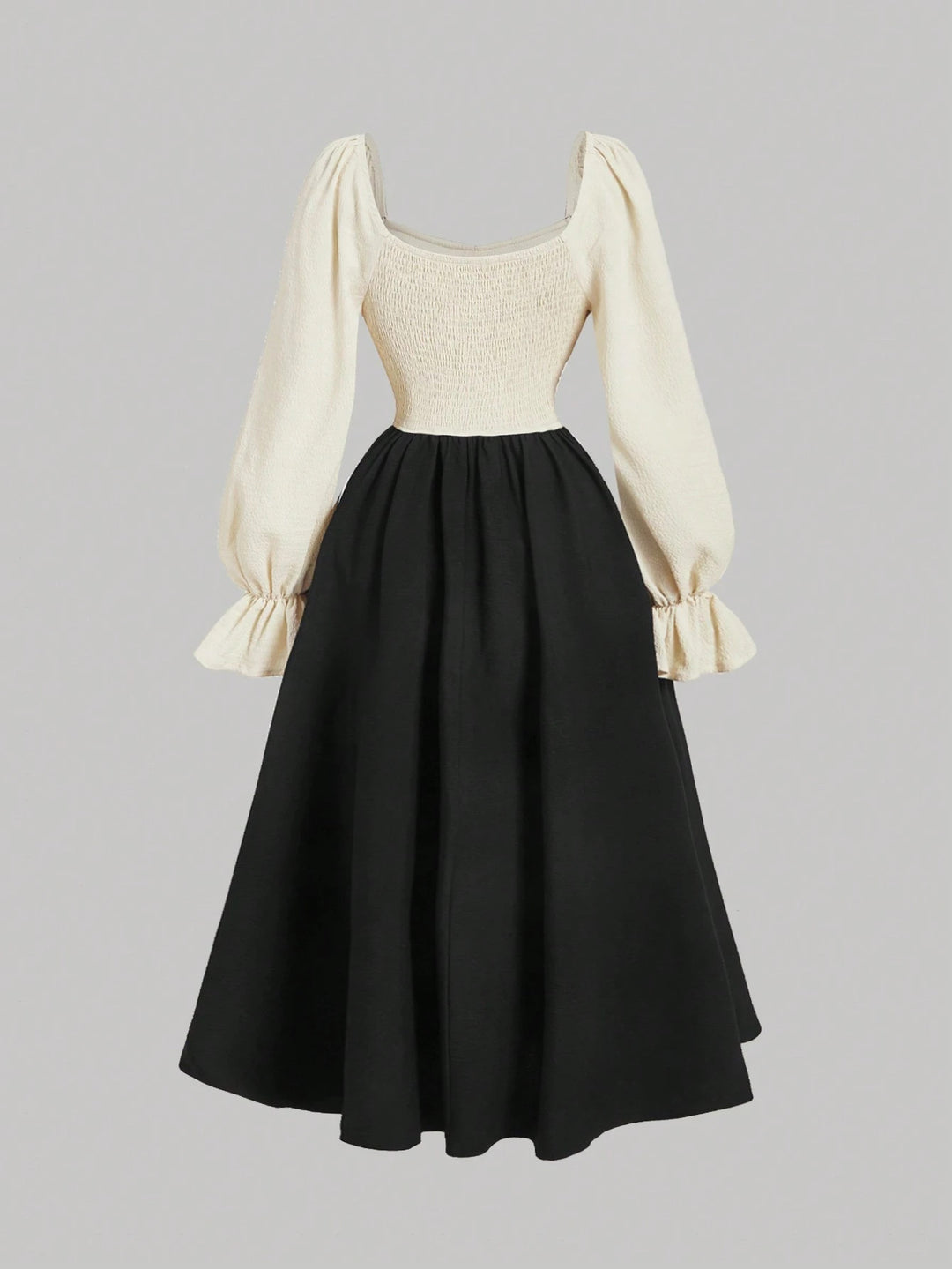 corset-waist midi dress with puff sleeves – FLORENTIA