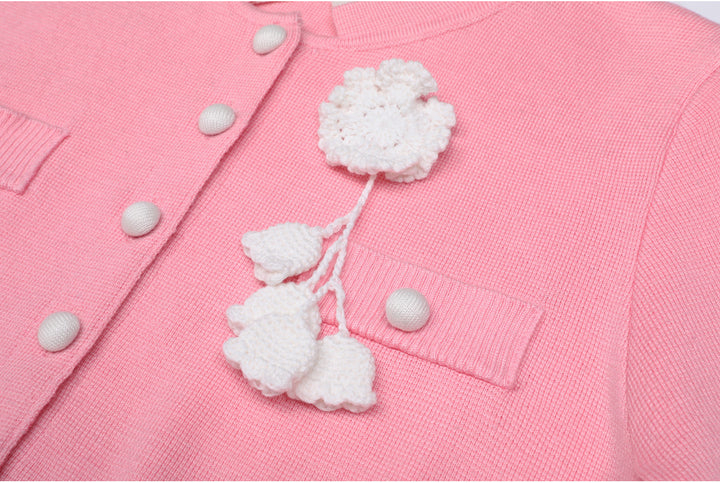 سترة محبوكة بأكمام قصيرة مع تطريز زهري – داهليا