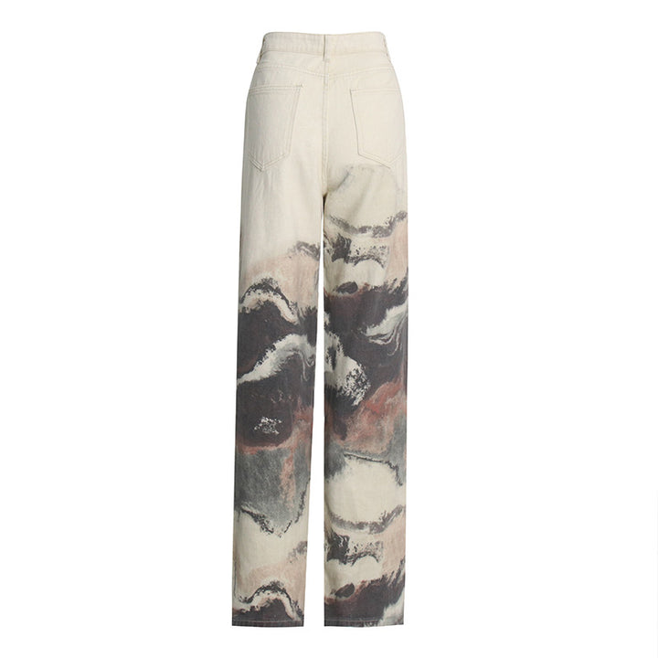 high-waisted wide-leg printed pants – MARBLE