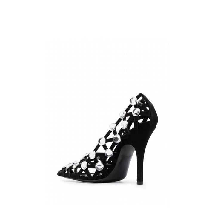 lattice slingback heels with emerald studs – SERENA