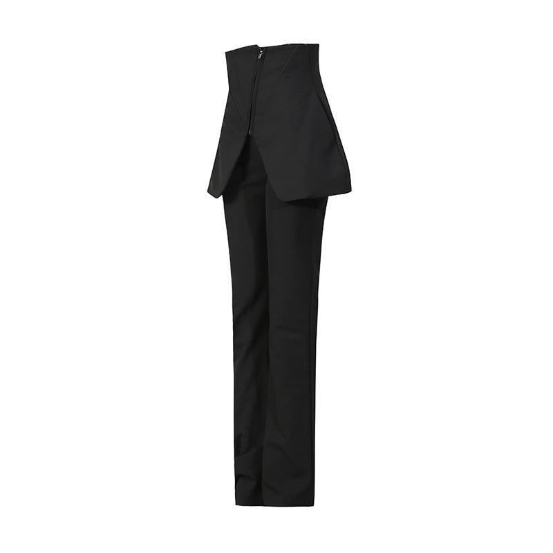 high-waist sculpted flared pants with peplum detail – BALIGH