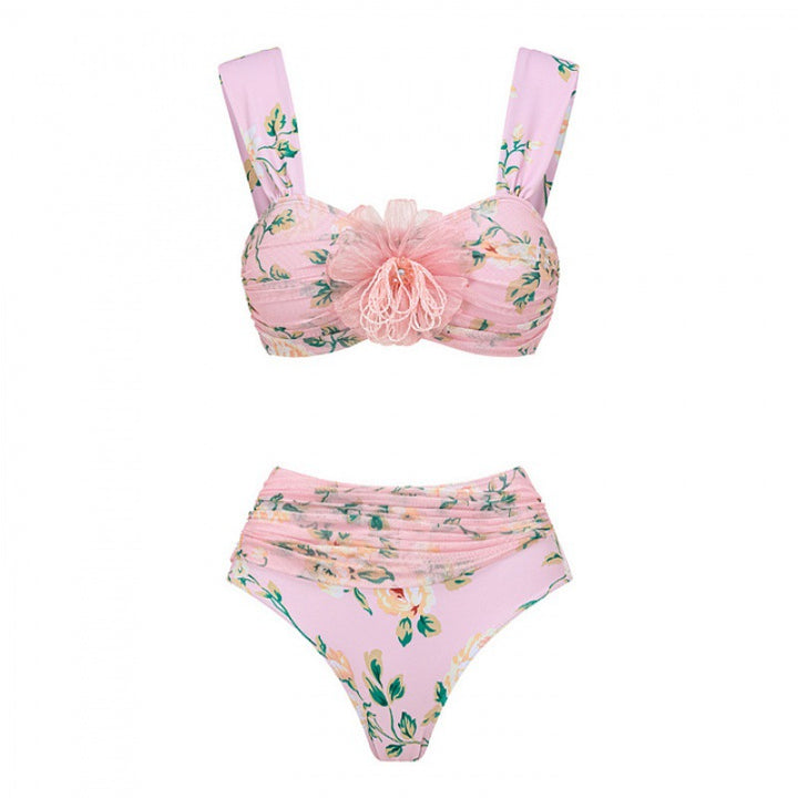 floral bikini with ruched detail and chiffon maxi skirt – GARDEN