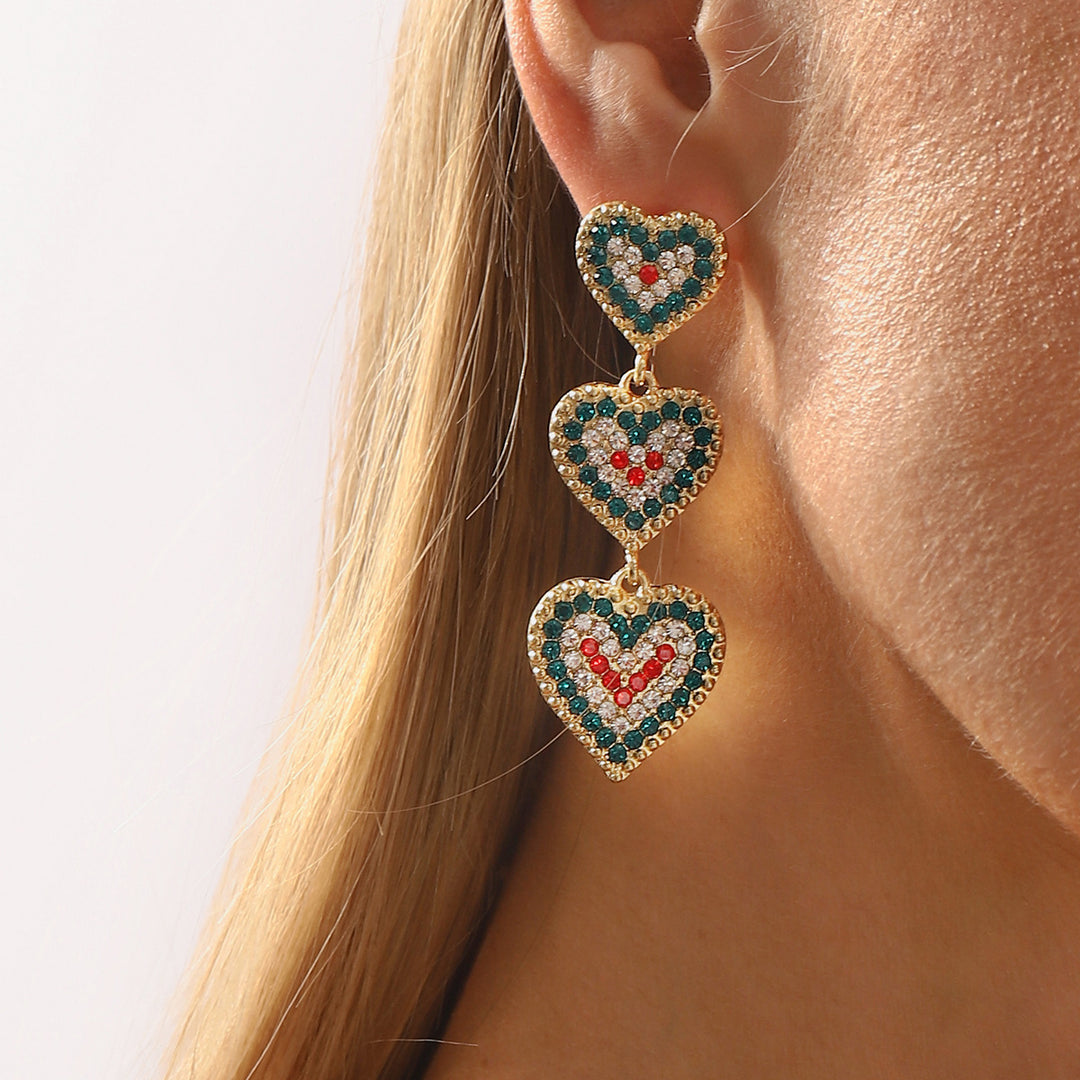 crystal heart and festive wreath drop earrings – HOLLY