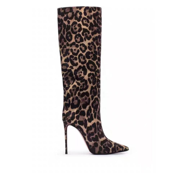 leopard print stiletto knee-high boots – VIVIEN