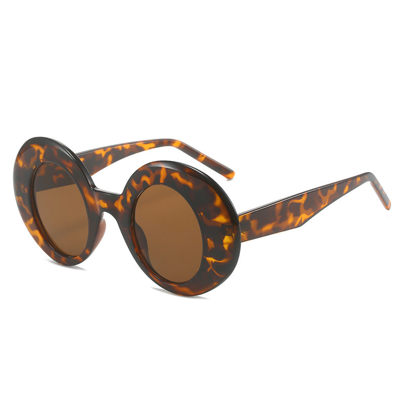 round-frame oversized sunglasses with glossy finish - KIKI