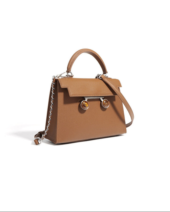 structured top-handle bag with tortoiseshell clasp - DALCIA