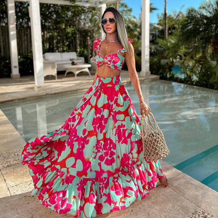 ruffle bikini set with tiered maxi skirt – TROPIC