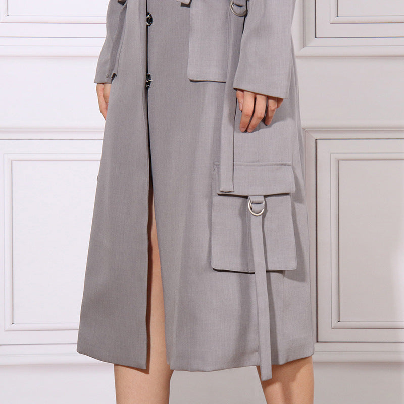 tailored long utility blazer dress with strap details – GRAYSON