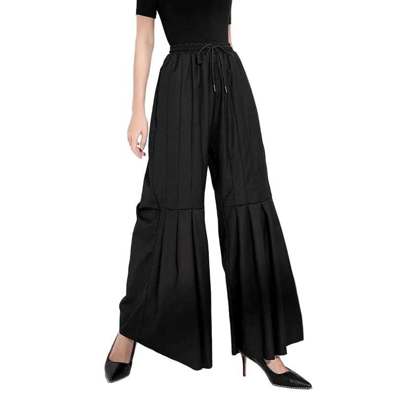 wide-leg pants with pleated panel details – PLEAT