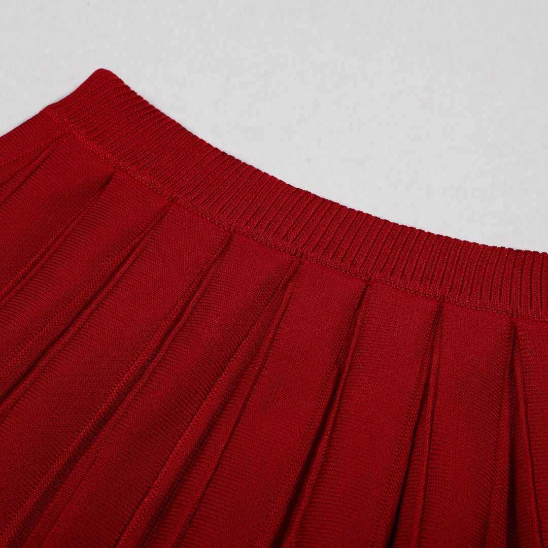 Geplooide top met uitlopende mouwen en maxi-rok set met tailleband – Rosiny 