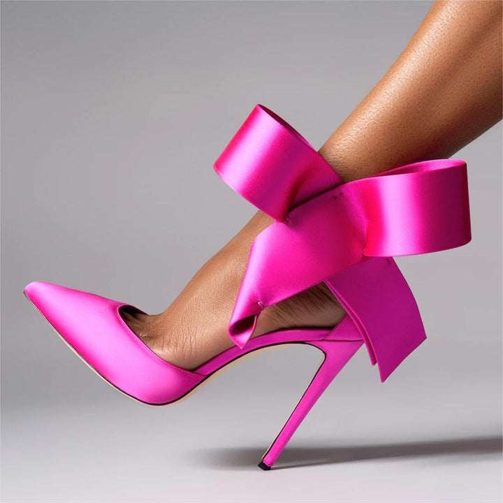 pointed-toe stiletto heels with oversized bow – AURELIA