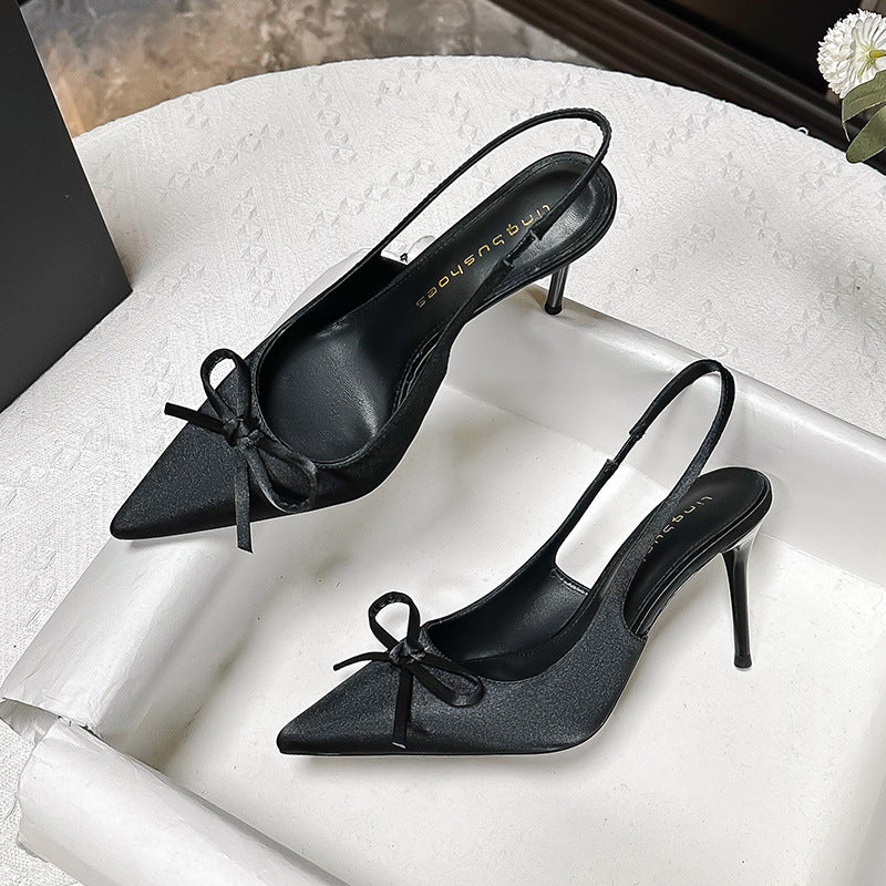 Satin Bow Slingback Pumps – BLUSH
