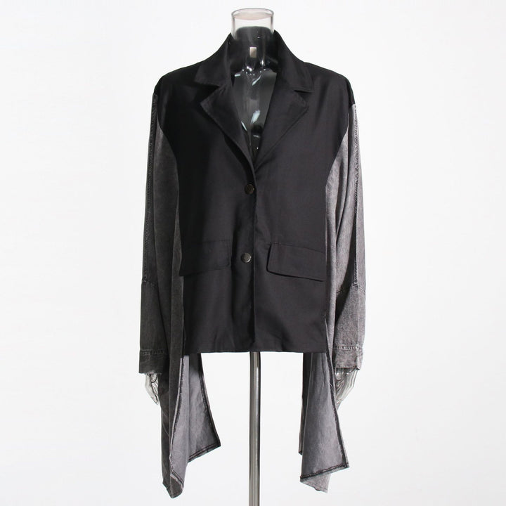 asymmetrical layered blazer with contrast sleeves – NOX