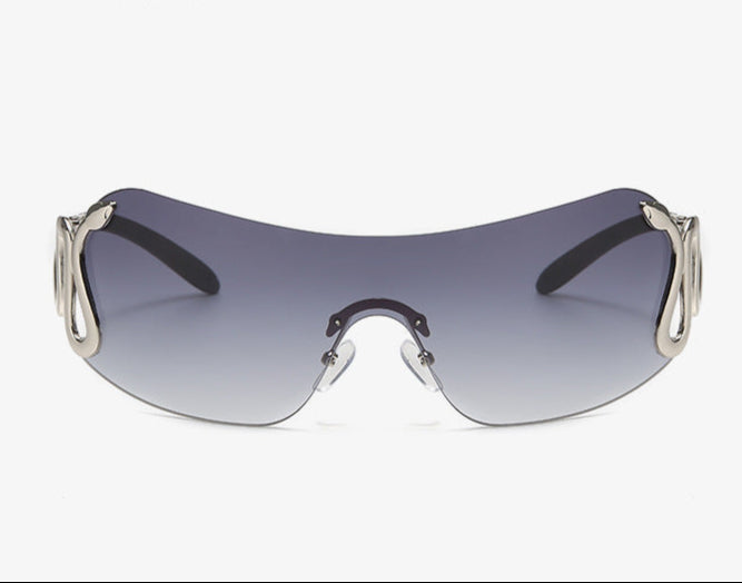 wraparound shield sunglasses with sculptural snake arms - SERPENZEX