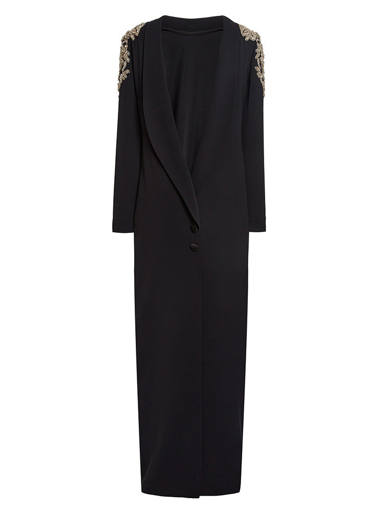 Embellished Shoulder Maxi Dress – NOIR