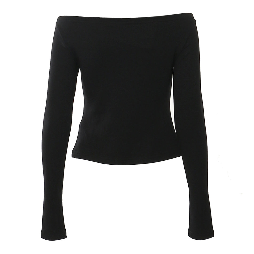 بلوزة بأكمام طويلة مكشوفة الكتفين مع حزام بإبزيم - سابر