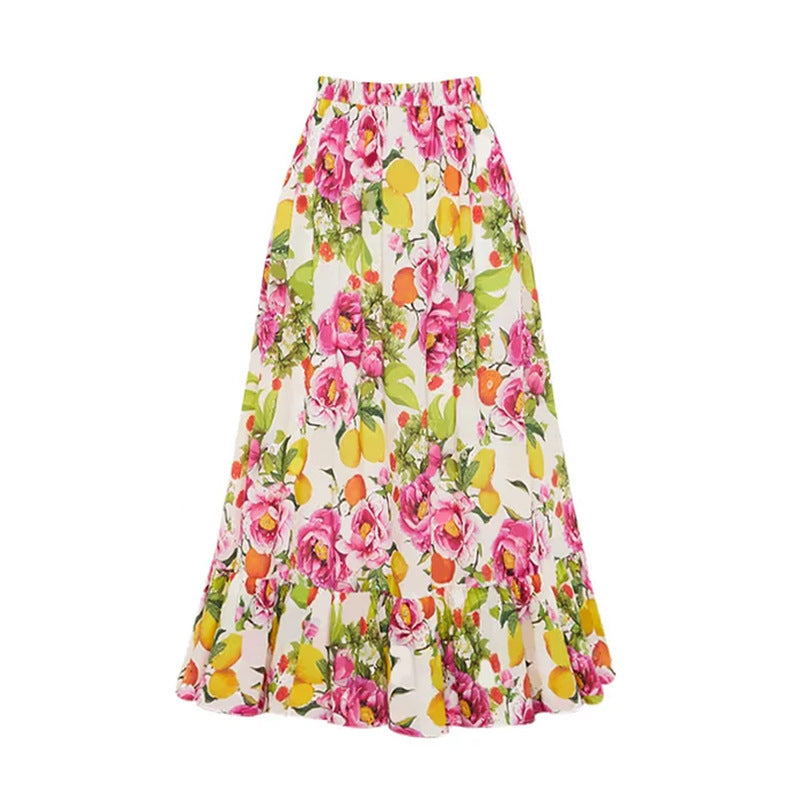 floral citrus bikini set with flowy maxi skirt – LEMON
