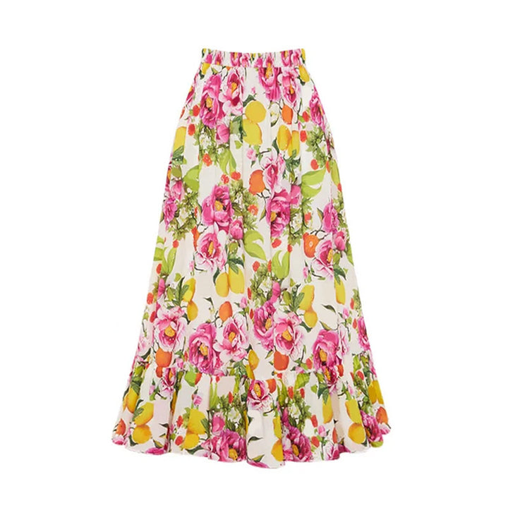 floral citrus bikini set with flowy maxi skirt – LEMON