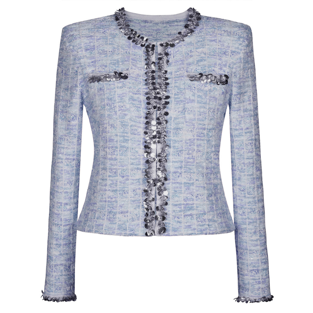 طقم تويد من قطعتين مع حواف من الترتر – سيلينيدي