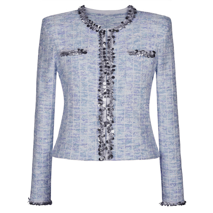 طقم تويد من قطعتين مع حواف من الترتر – سيلينيدي