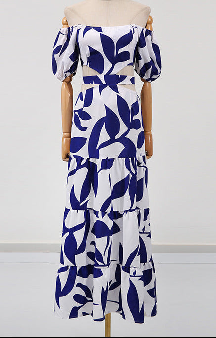 Off-Shoulder Printed Maxi Dress - Riviera