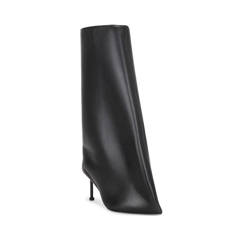 pointed-toe sculpted leather boots – VANTA