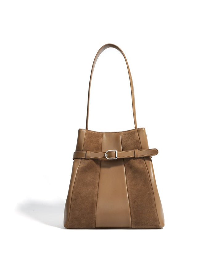 striped leather shoulder bag with belt detail - AVLAT