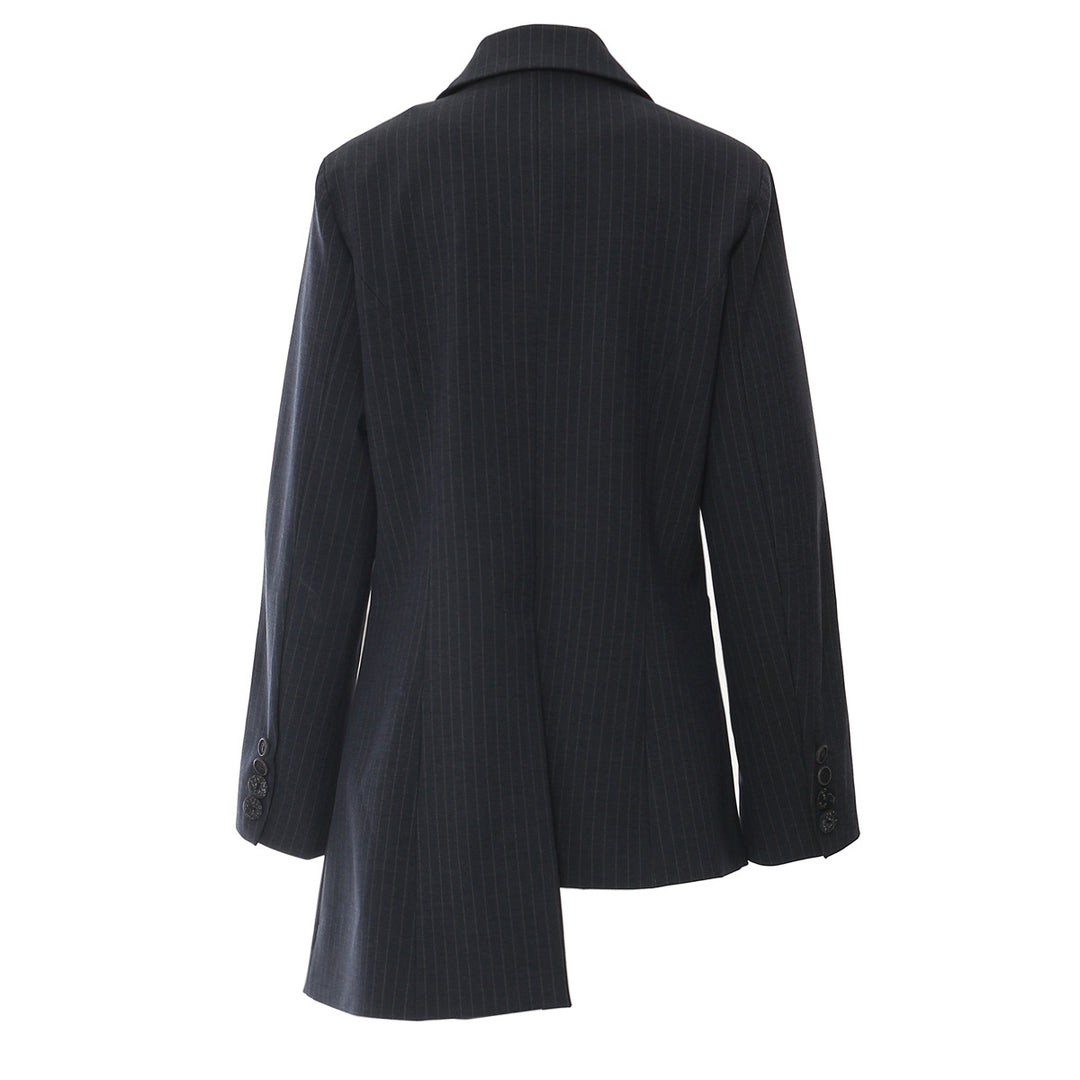 Asymmetric Pinstripe Blazer - Classy
