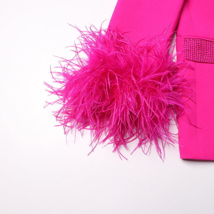 feather-cuff blazer with crystal lapels - Farwswe