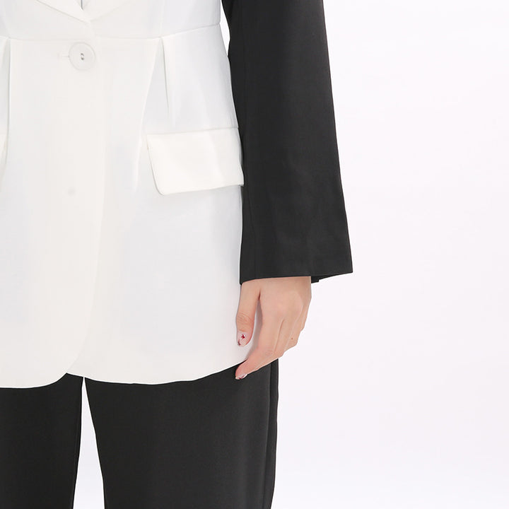 Two-Tone Sculpted Blazer with Corset Bodice – BLANC