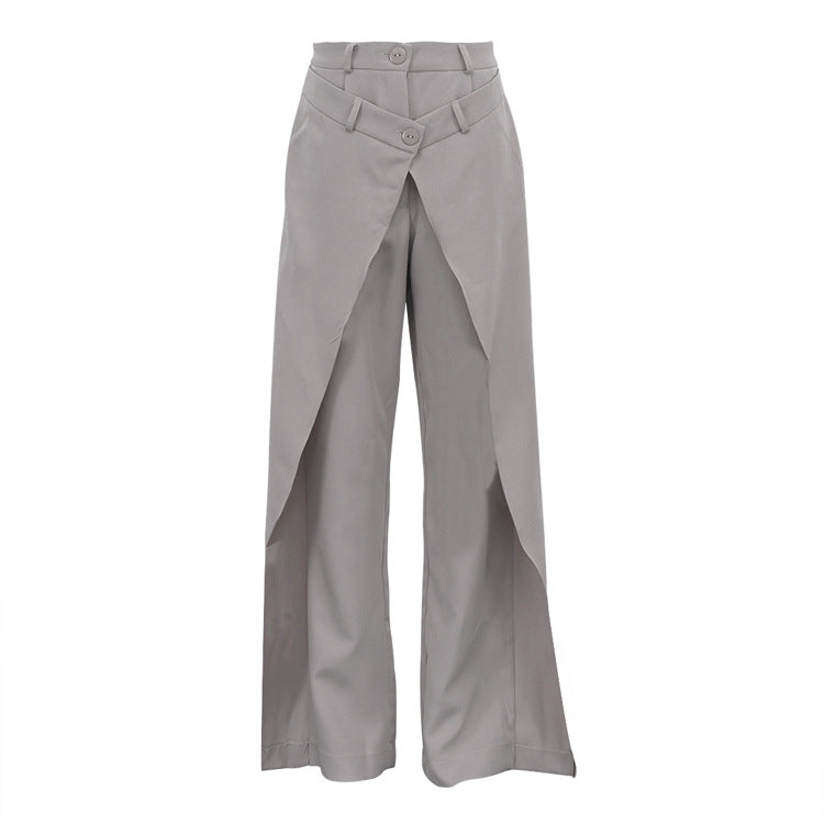 high-waist layered wrap wide-leg pants – SELENA
