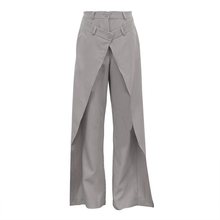 high-waist layered wrap wide-leg pants – SELENA
