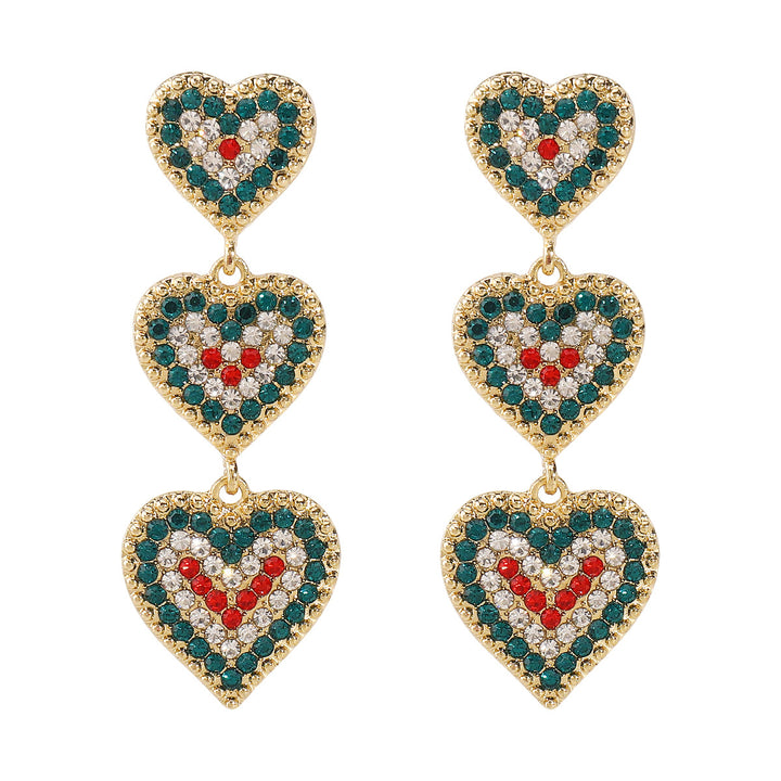 crystal heart and festive wreath drop earrings – HOLLY