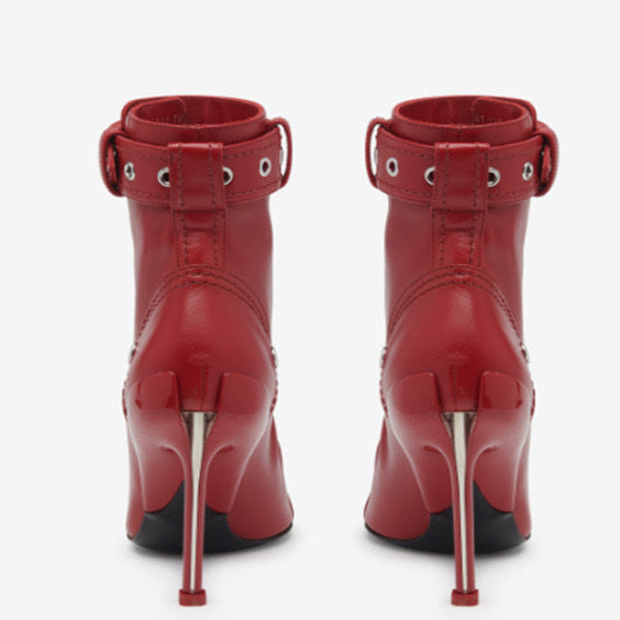 zip-front ankle boots with metal tip – CRIMSON EDGE