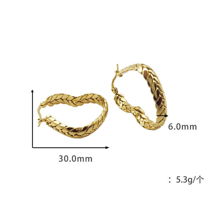 أقراط ذهبية مضفرة على شكل حلقة - سينيا