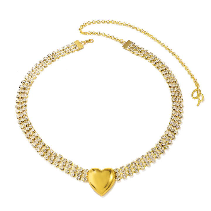 Double row rhinestone waist chain with heart charm – Adfinu